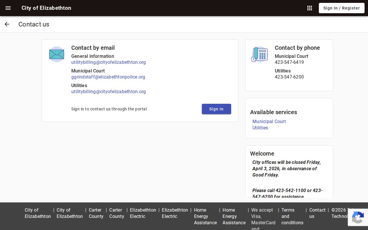 Carter County city court warrant contact route through the Elizabethton municipal portal